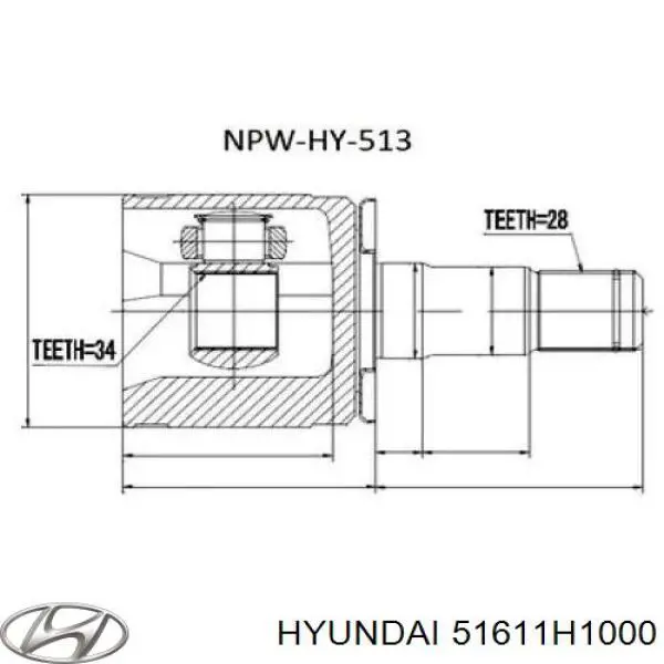 Junta homocinética interna delantera izquierda Hyundai/Kia 51611H1000 precio, desde 42,60 EUR