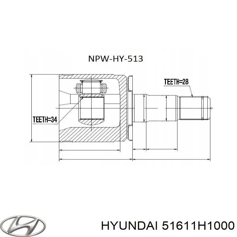 Comprar 51611H1000 Hyundai/Kia Junta homocinética interna delantera izquierda