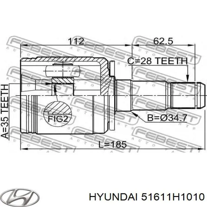 Junta homocinética interna delantera izquierda Hyundai/Kia 51611H1010 precio, desde 76,87 EUR