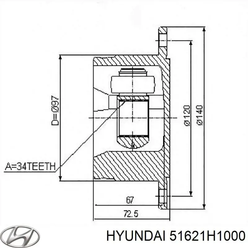 Junta homocinética interior delantera derecha Hyundai Terracan (HP)