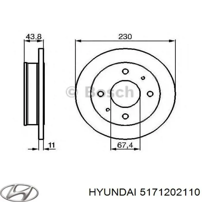5171202110 Hyundai/Kia disco de freno delantero