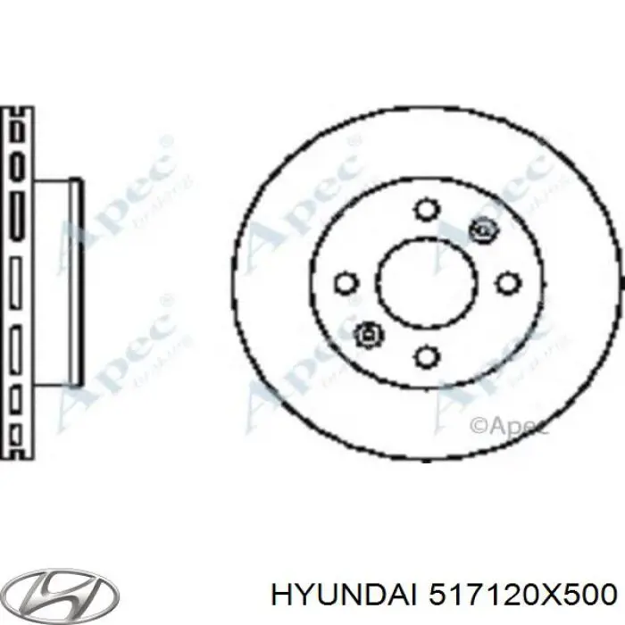 517120X500 Hyundai/Kia disco de freno delantero