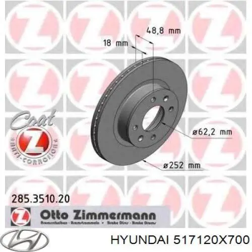 Frenos delanteros Hyundai/Kia 517120X700 precio, desde 33,50 EUR
