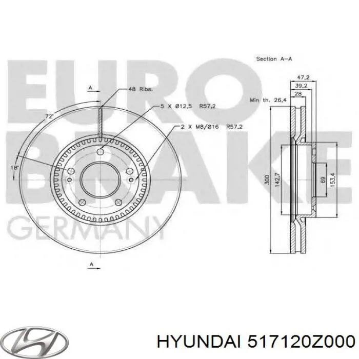 Comprar 517120Z000 Hyundai/Kia Freno de disco delantero