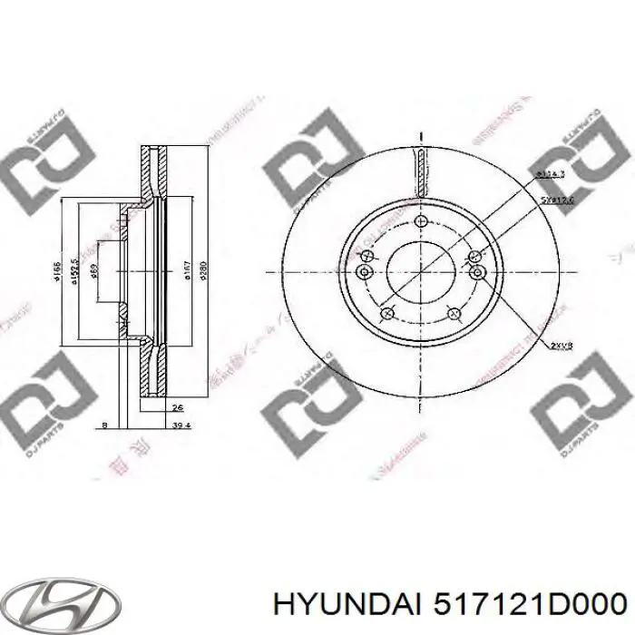 517121D000 Hyundai/Kia disco de freno delantero