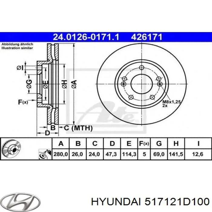 Frenos delanteros Hyundai/Kia 517121D100 precio, desde 44,04 EUR