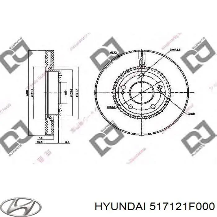 Disco de freno delantero Hyundai/Kia 517121F000