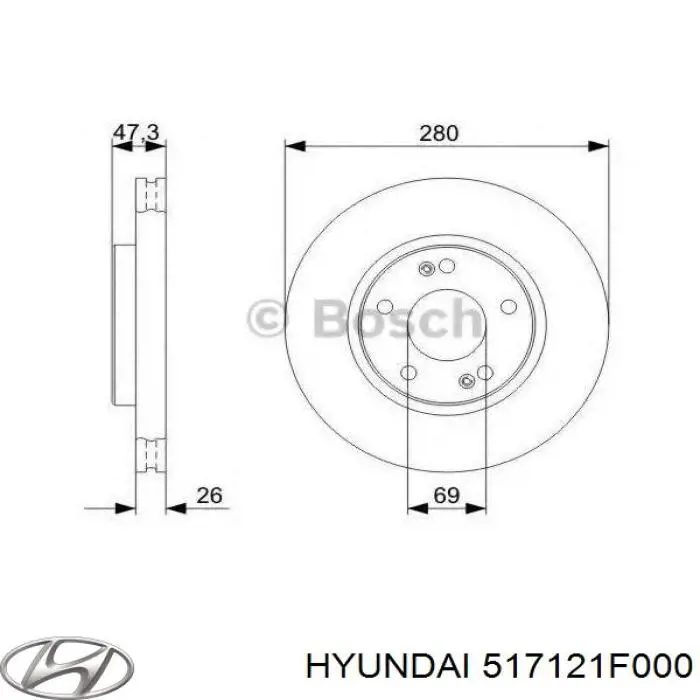 Disco de freno 517121F000 Hyundai/Kia