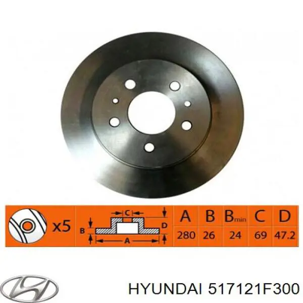 Disco de freno 517121F300 Hyundai/Kia