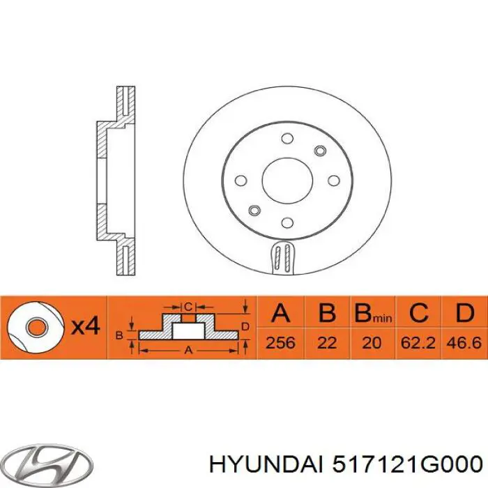 Disco de freno 517121G000 Hyundai/Kia