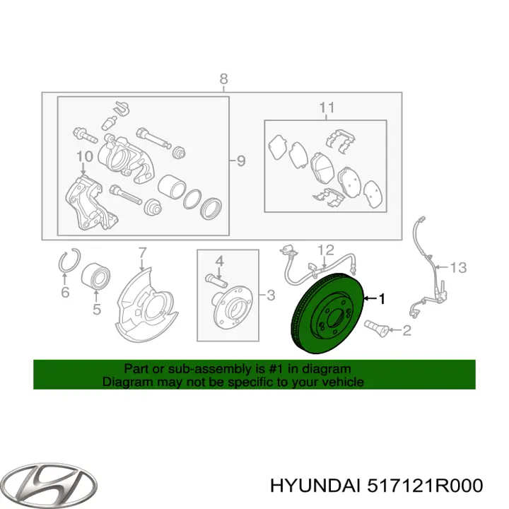 Disco de freno delantero Hyundai/Kia 517121R000
