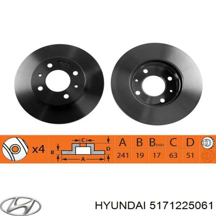 5171225061 HYUNDAI KIA Disco De Freno Delantero