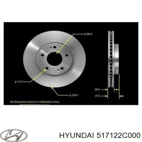 Comprar 517122C000 Hyundai/Kia Freno de disco delantero