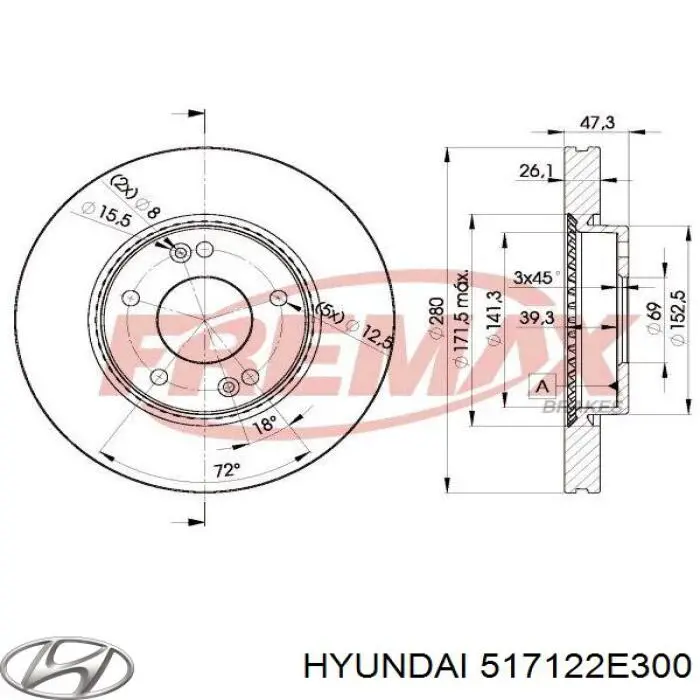 Comprar 517122E300 Hyundai/Kia Freno de disco delantero