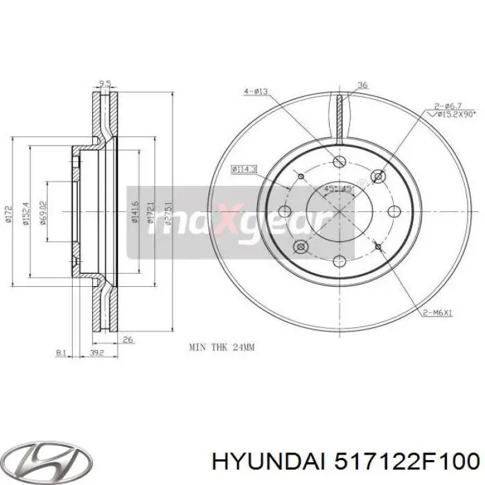 Comprar 517122F100 Hyundai/Kia Freno de disco delantero