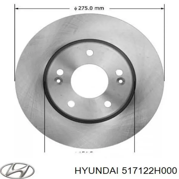 517122H000 Hyundai/Kia disco de freno delantero