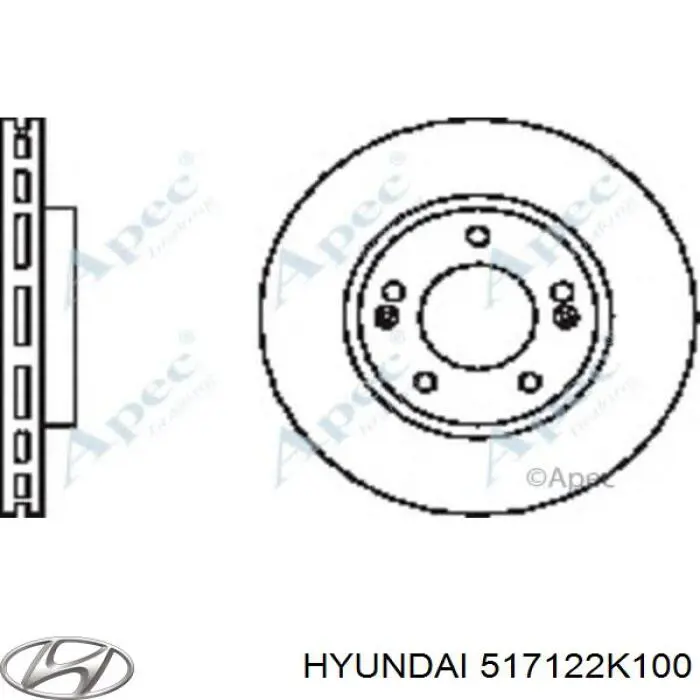 517122K100 Hyundai/Kia disco de freno delantero