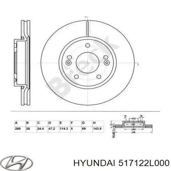 Comprar 517122L000 Hyundai/Kia Freno de disco delantero