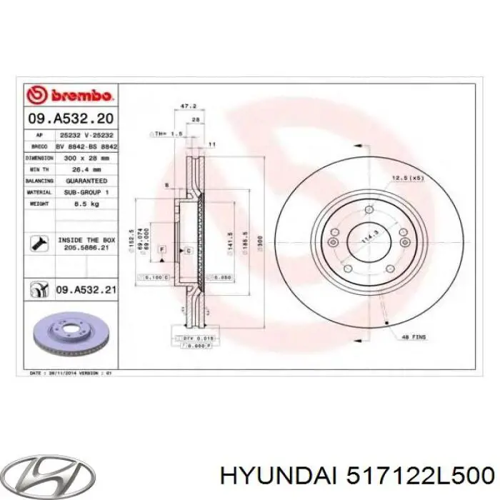 Frenos delanteros Hyundai/Kia 517122L500 precio, desde 47,89 EUR