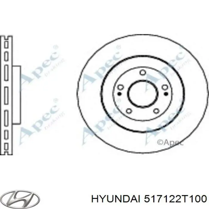 517122T100 Hyundai/Kia disco de freno delantero