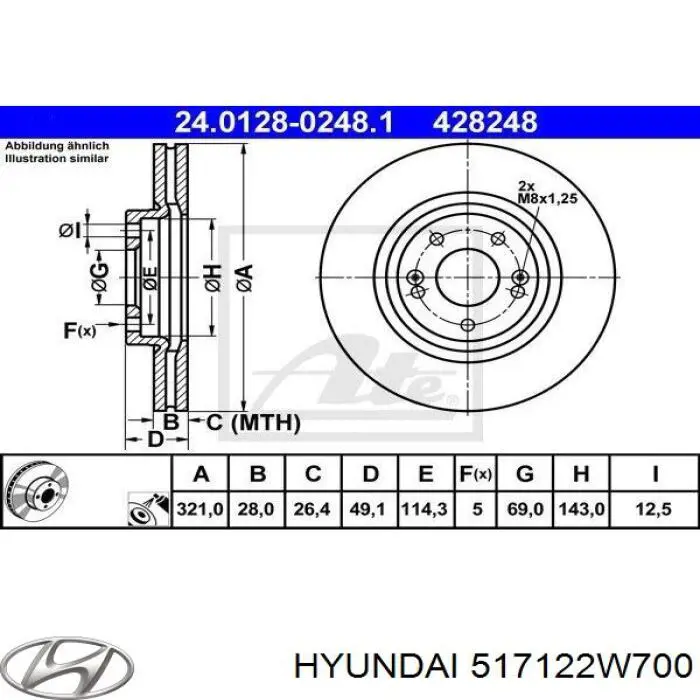 Comprar 517122W700 Hyundai/Kia Freno de disco delantero