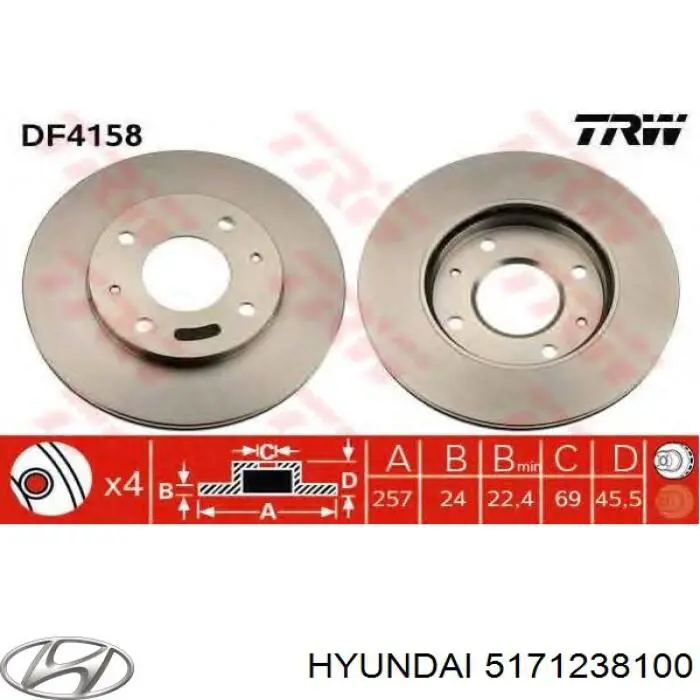 Frenos delanteros Hyundai/Kia 5171238100 precio, desde 30,96 EUR