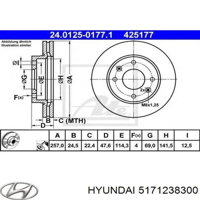 S517123C000 Hyundai/Kia disco de freno delantero