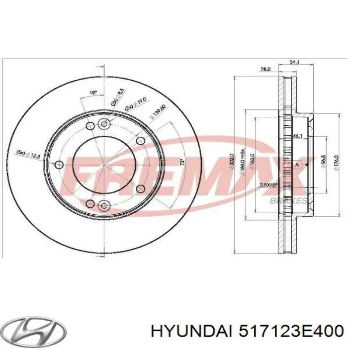 517123E400 Hyundai/Kia disco de freno delantero