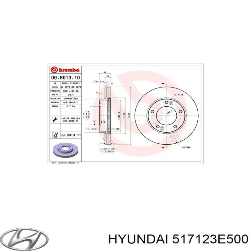 517123E500 Hyundai/Kia Discos