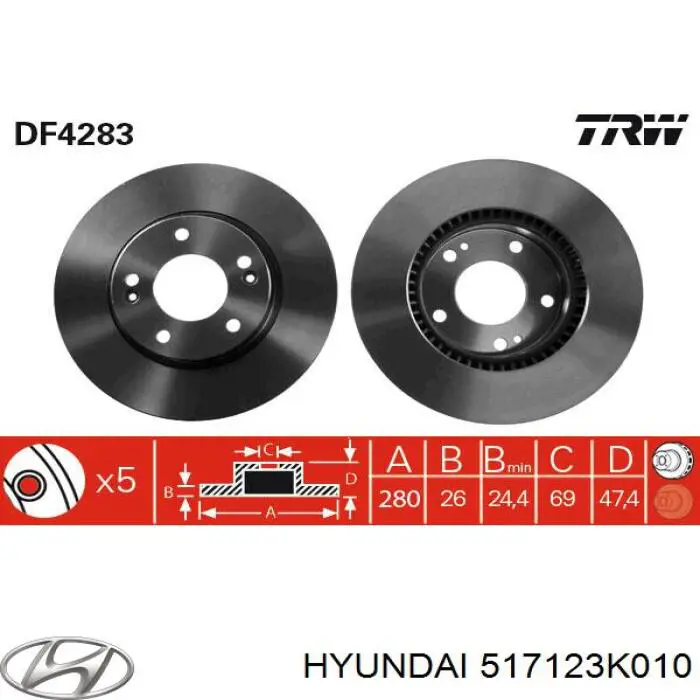 Frenos delanteros Hyundai/Kia 517123K010 precio, desde 44,14 EUR