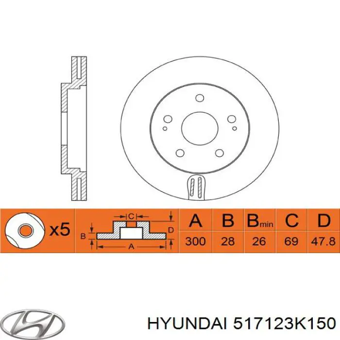 Disco de freno delantero Hyundai/Kia 517123K150