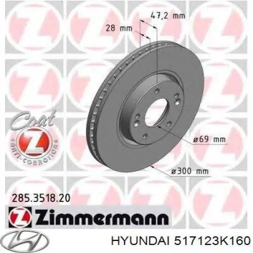 Comprar 517123K160 Hyundai/Kia Freno de disco delantero