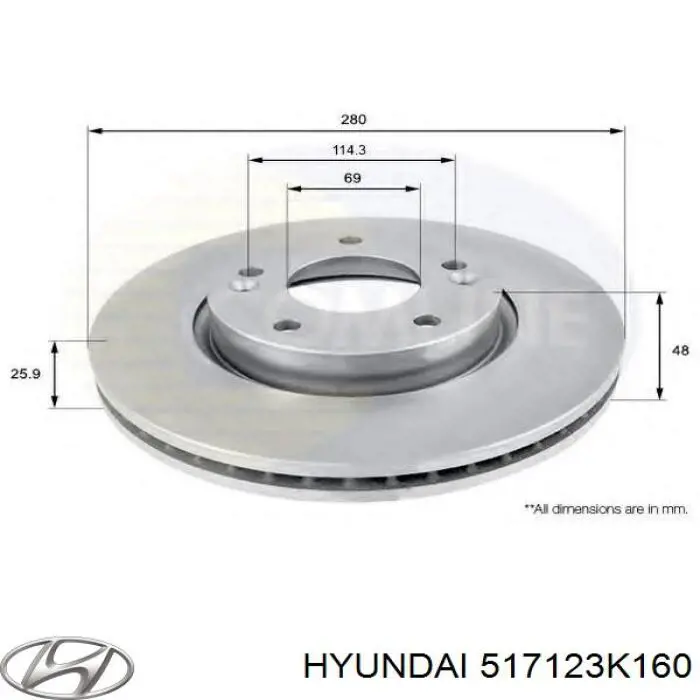 Comprar 517123K160 Hyundai/Kia Freno de disco delantero