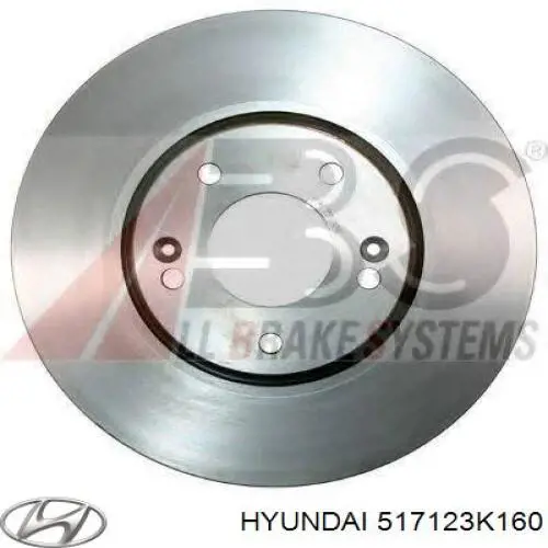 517123K160 Hyundai/Kia disco de freno delantero
