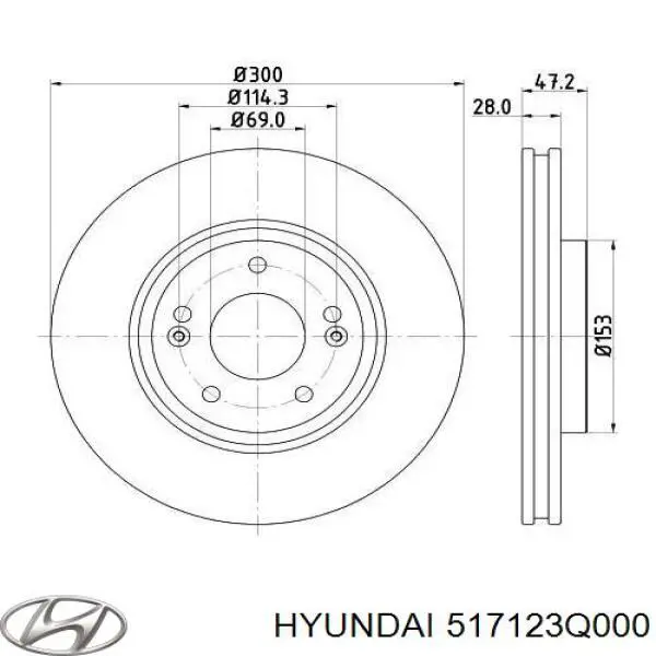 517123Q000 Hyundai/Kia disco de freno delantero