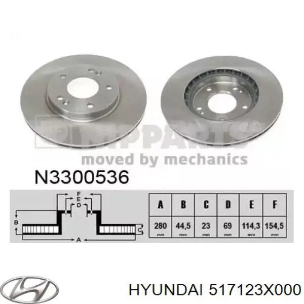 Disco de freno delantero Hyundai/Kia 517123X000