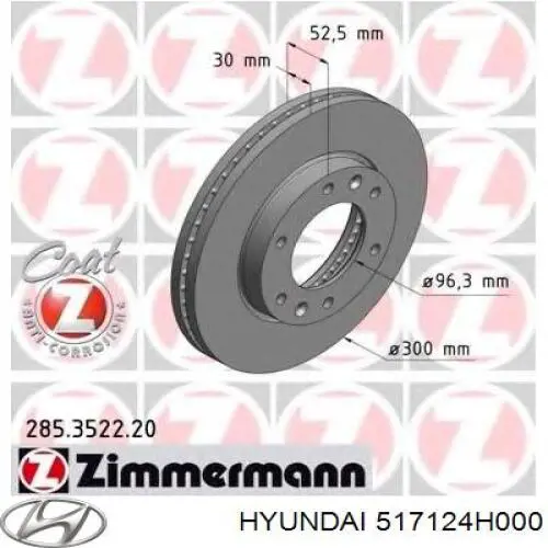 Disco de freno 517124H000 Hyundai/Kia