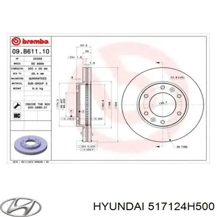 Disco de freno 517124H500 Hyundai/Kia
