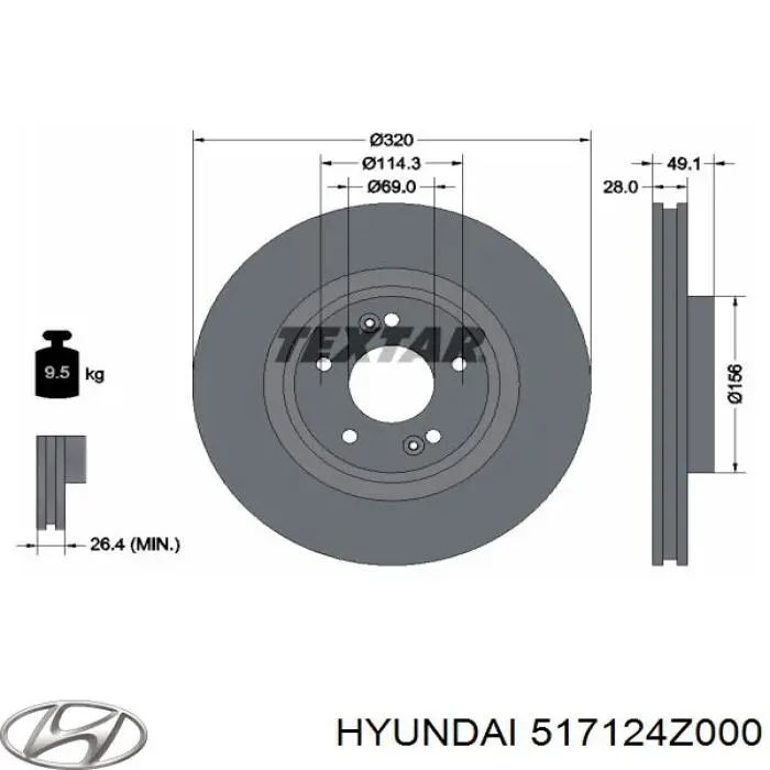 Frenos delanteros Hyundai/Kia 517124Z000 precio, desde 76,71 EUR
