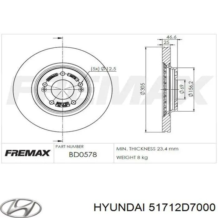 Frenos delanteros Hyundai/Kia 51712D7000 precio, desde 53,59 EUR