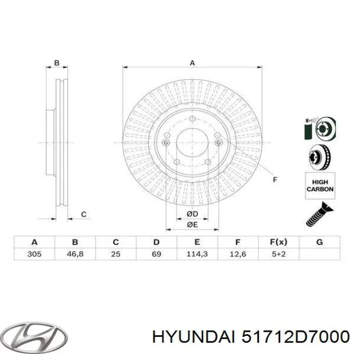 Comprar 51712D7000 Hyundai/Kia Freno de disco delantero
