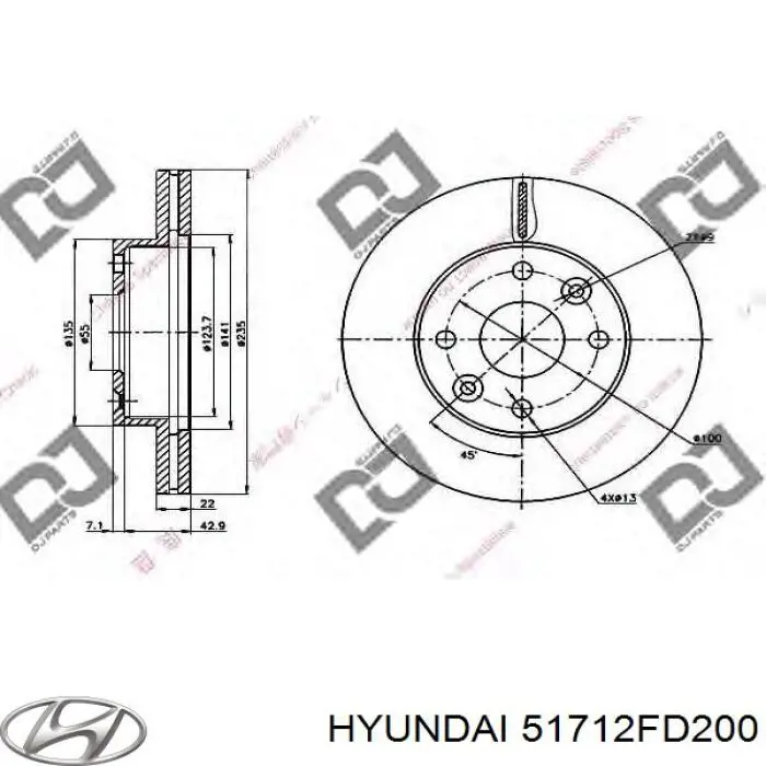 Disco de freno 51712FD200 Hyundai/Kia