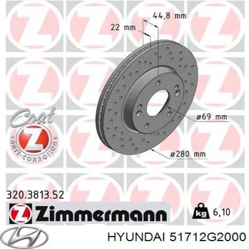 Comprar 51712G2000 Hyundai/Kia Freno de disco delantero