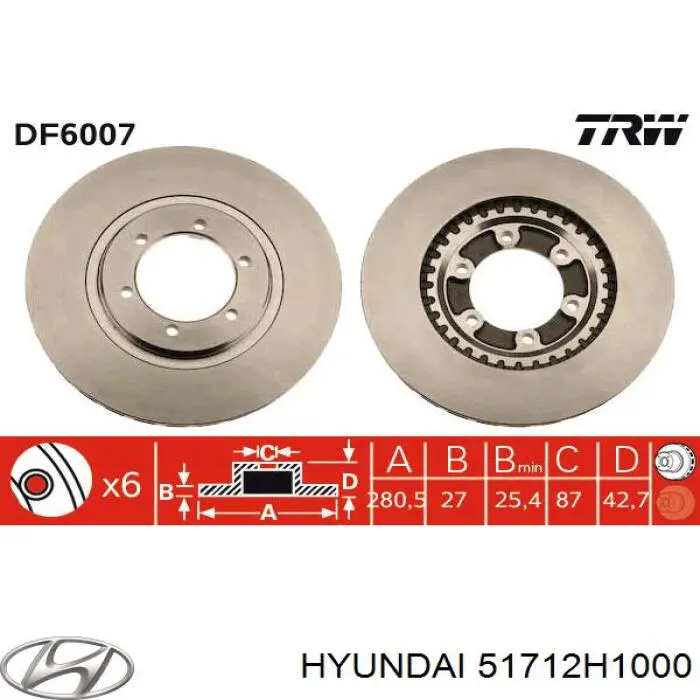 Disco de freno 51712H1000 Hyundai/Kia