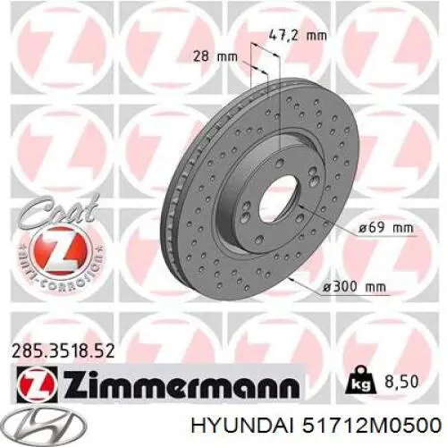 Comprar 51712M0500 Hyundai/Kia Freno de disco delantero