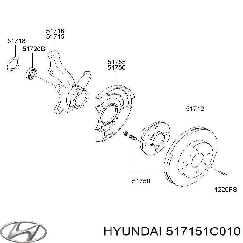 517151C010 Hyundai/Kia muñón del eje, suspensión de rueda, delantero izquierdo