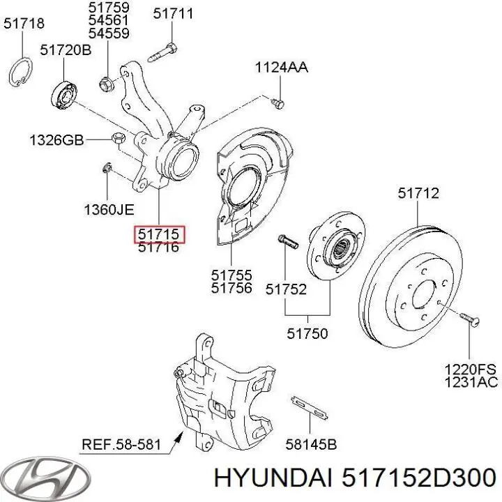 Mangueta delantera izquierda Hyundai/Kia 517152D300 precio, desde 75,50 EUR