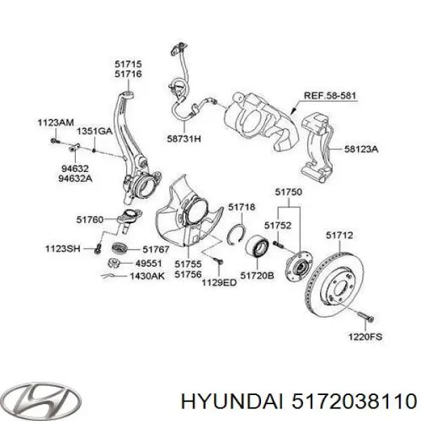 Comprar 5172038110 Hyundai/Kia Cojinete de rueda delantero