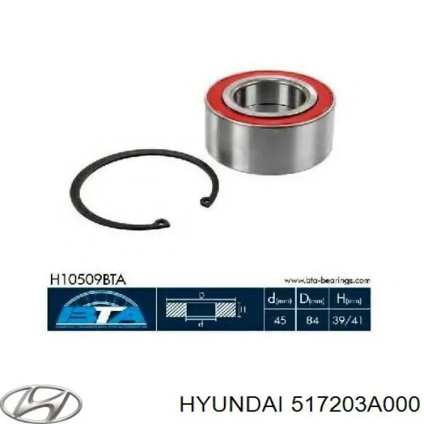 517203A000 Hyundai/Kia cojinete de rueda delantero