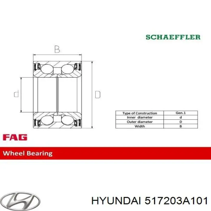 Rodamiento de rueda delantero Hyundai/Kia 517203A101